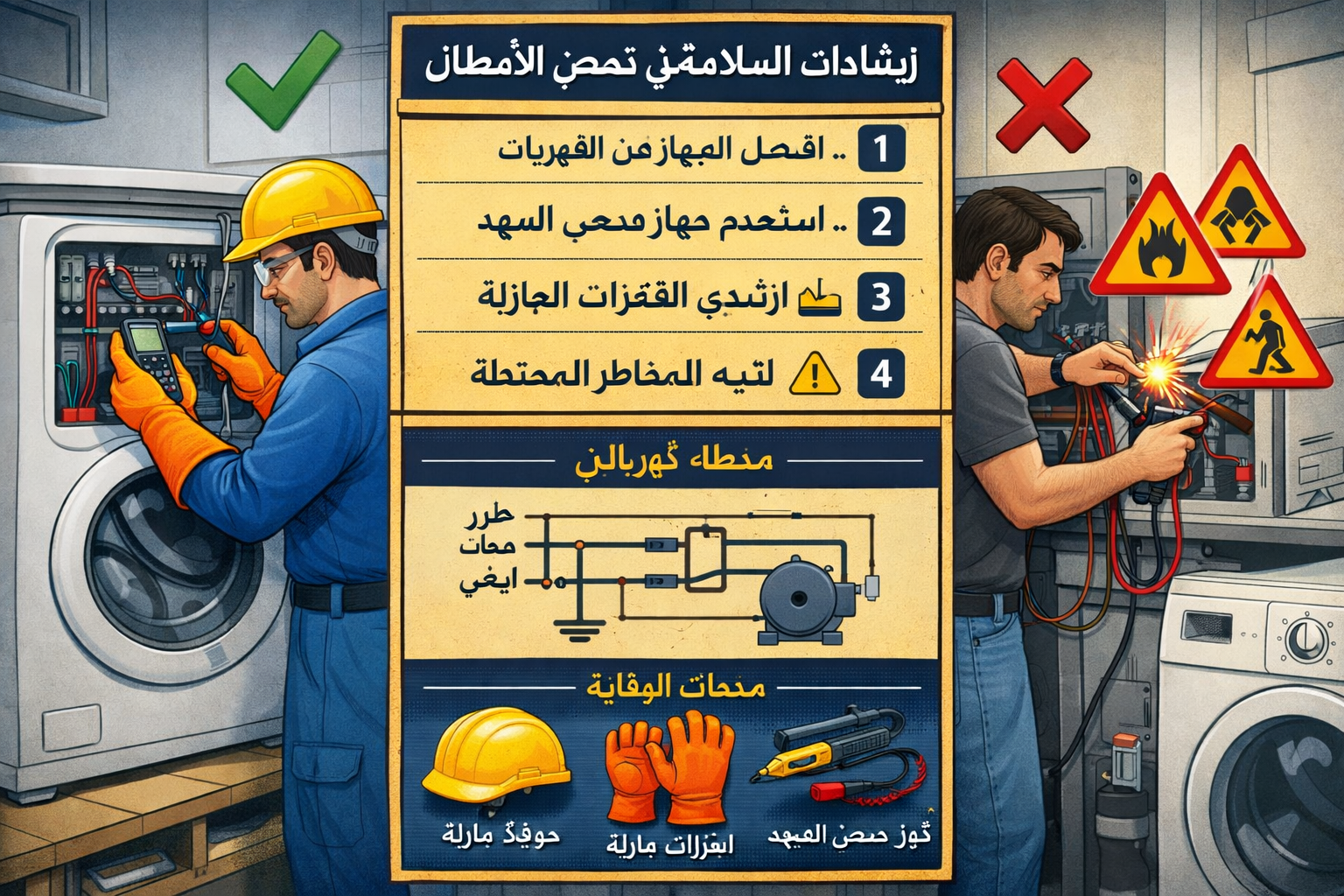 Section 3 safety diagnostic illustration: Comprehensive safety-focused landscape image demonstrating safe electrical